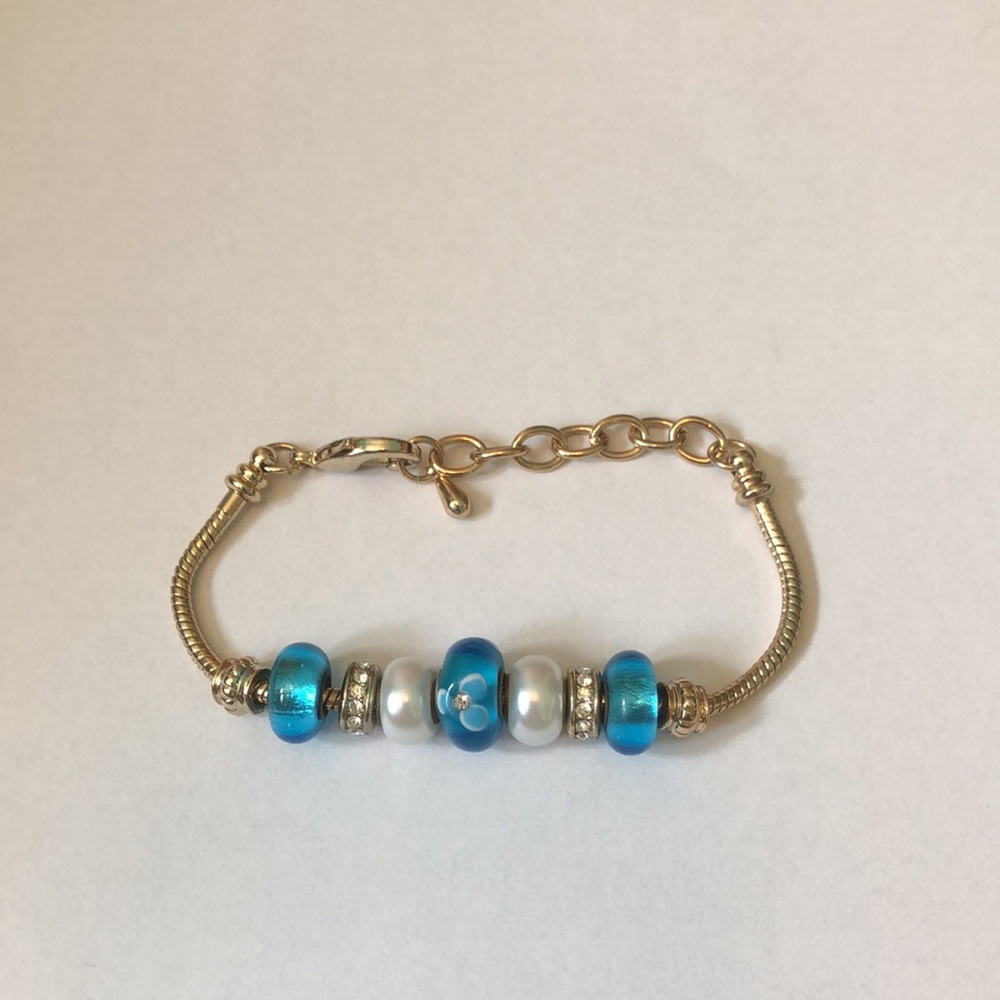 END OF YEAR SALE! | Blue Flower Bracelet - similar to Pandora/Brighton